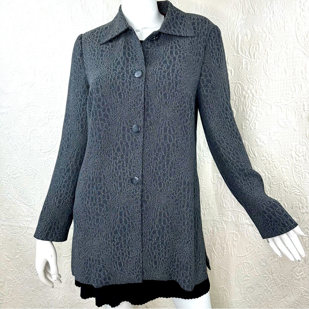 Tamotsu Longline Blazer Gray Viscose Blend